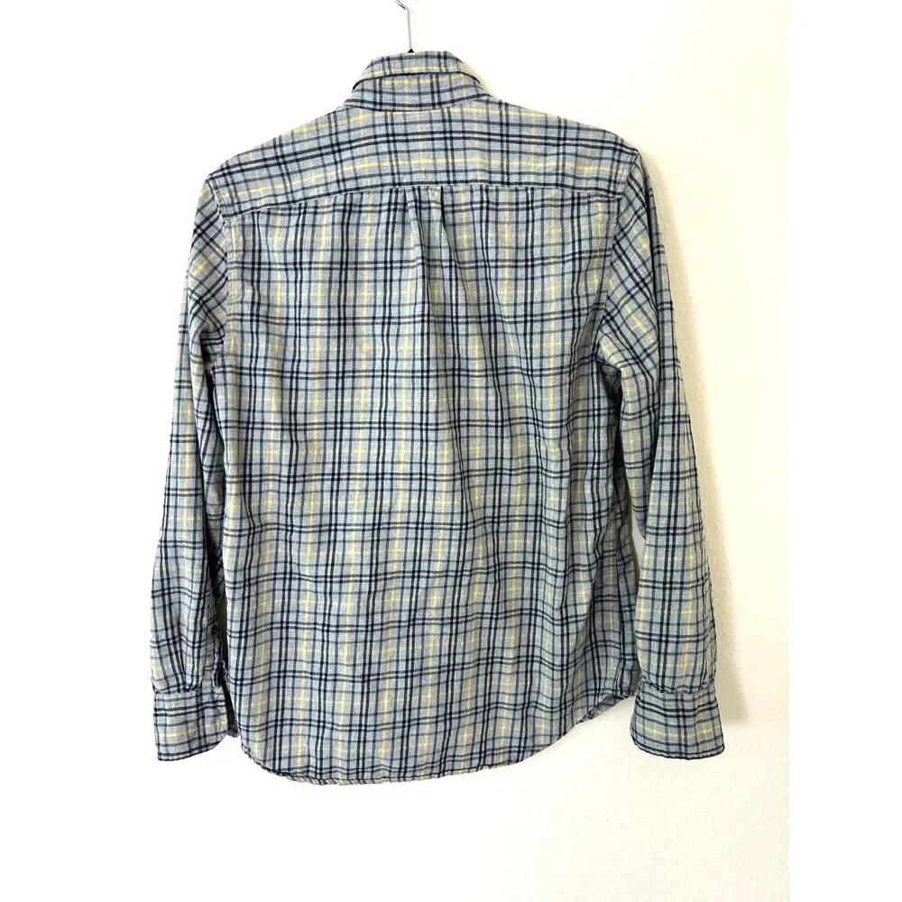 J.crew Shirt‎ Men's S Brushed twill shirt button down flannel grey pale mustard